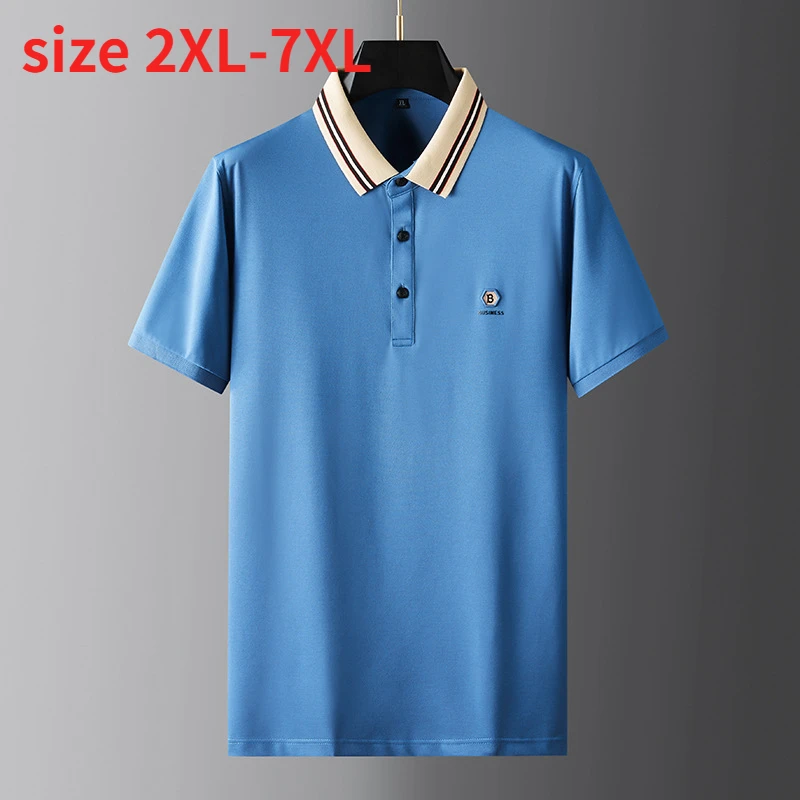 

New Arrival Super Large Summer Men's Youth Fashion Casual Lapel Short Sleeve T-shirt Plus Size 2XL 3XL 4XL 5XL 6XL 7XL