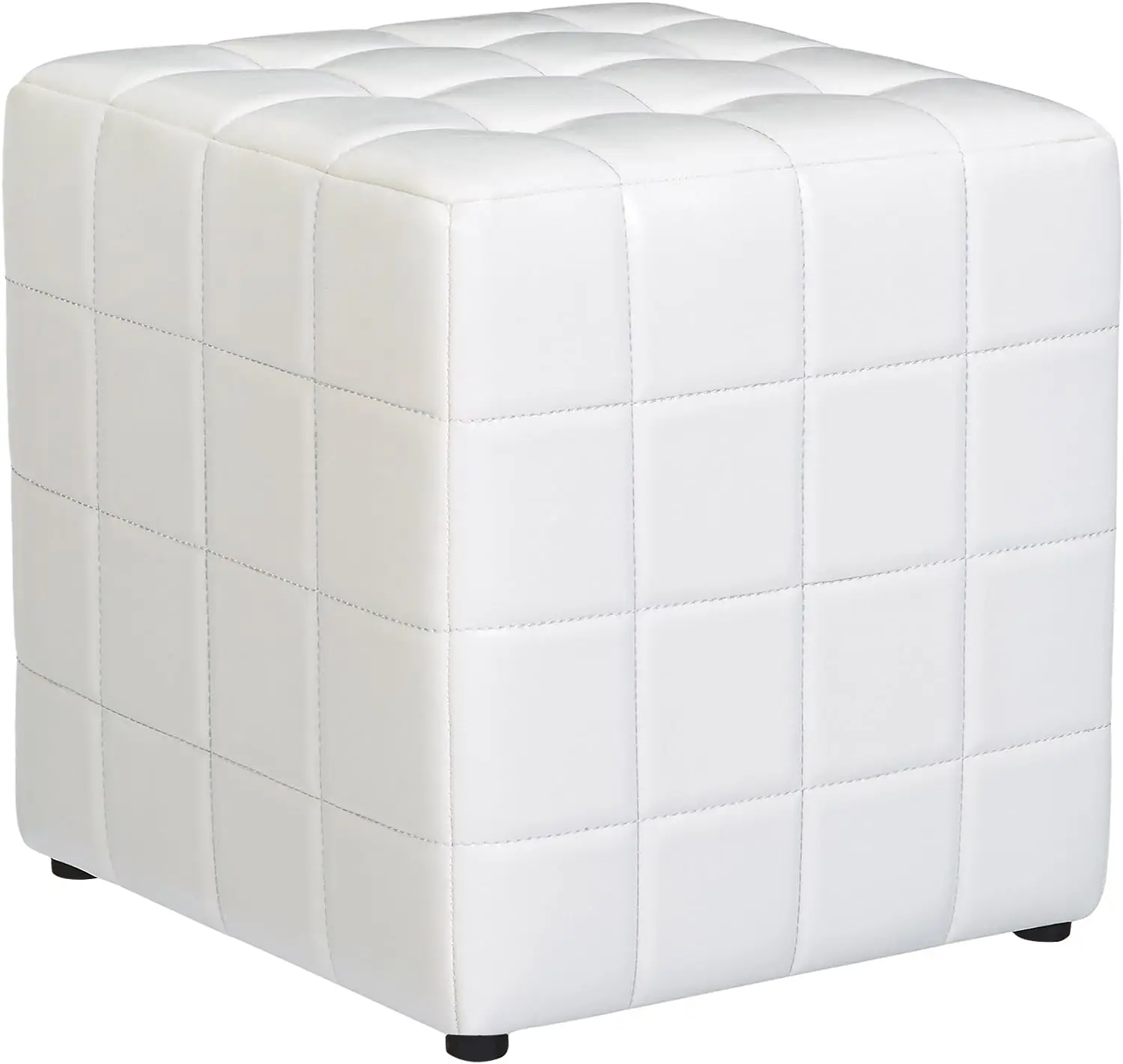 

Square Faux-Leather Ottoman - Moonlight White Pouf ottoman Telescopic stool Folding step stool Storage ottoman Folding stool Tel