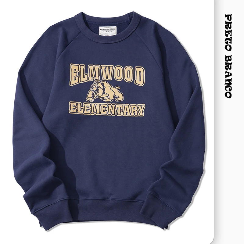 Новинка Осень-зима 2021 тяжелый махровый пуловер с принтом и рукавом реглан