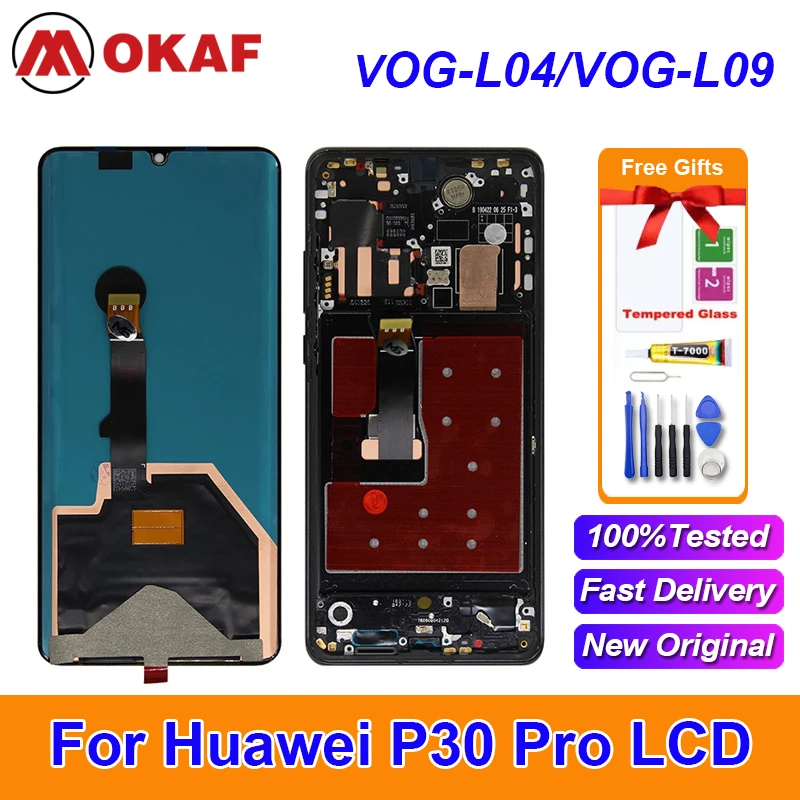 

OKANFU Original 6.47" For Huawei P30 Pro LCD VOG-L04 VOG-L09 VOG-L29 VOG-TL00 LCD Touch Screen Digitizer Replace P30 Pro Display