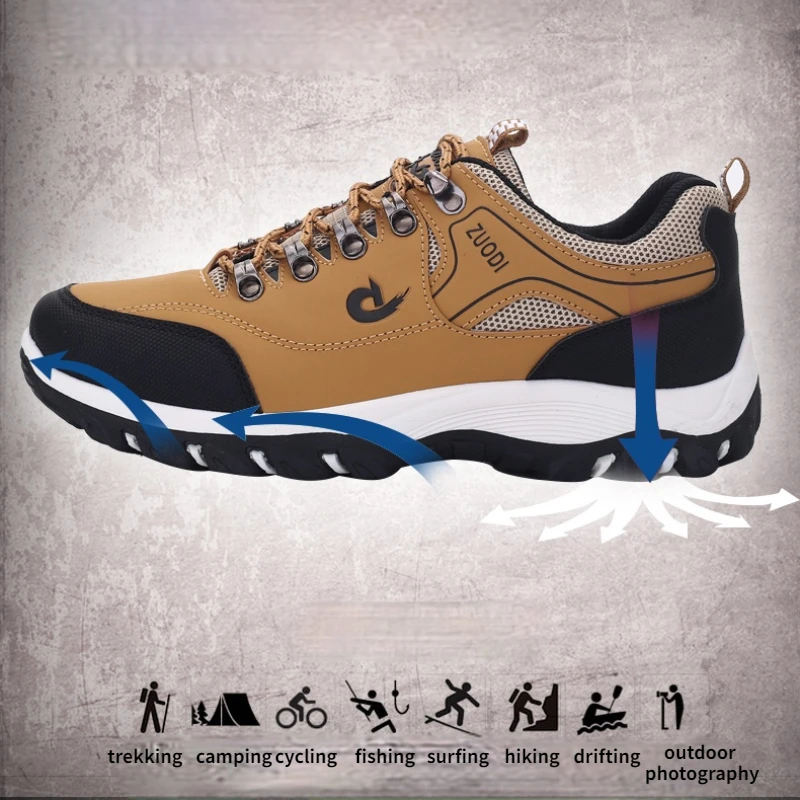 New Hiking Sneakers Men's Trekking Shoes Non-slip Breathable Climbing Boot Anti-collision Outdoor Fishing Cycling Plus Size 48
