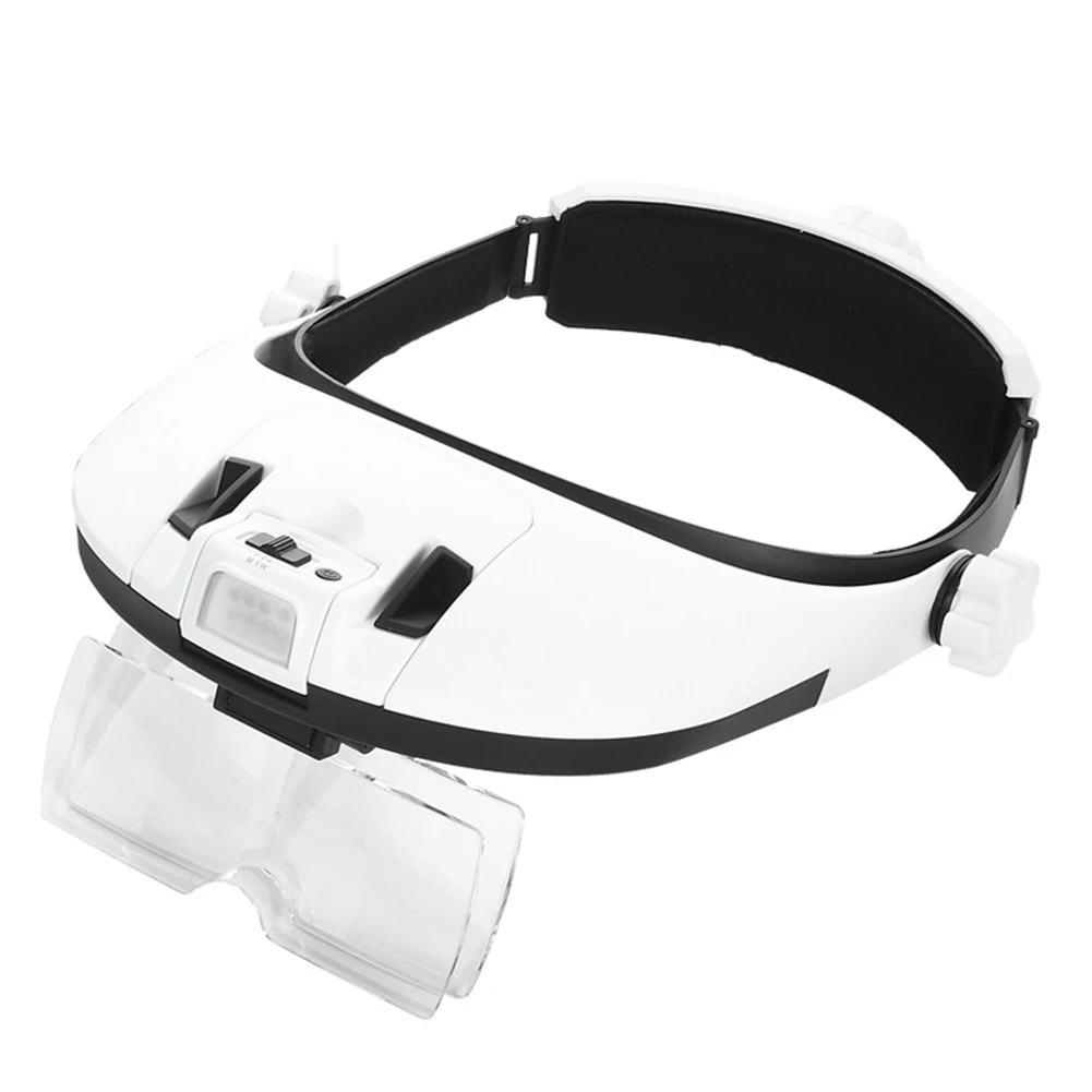 

Head Mounted Magnifying Glasses USB Rechargeable Reading Magnifier Eyewear 8LED Head Loupe Headband Repair Binocular