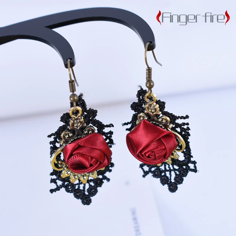 

Fashion Exquisite Gothic Lace Flower Earrings Sun Ball Personality Jewelry