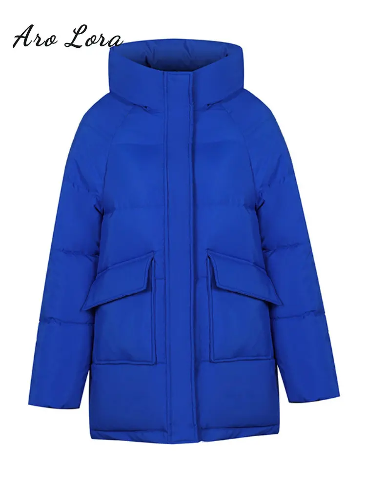 Autumn Winter Thicken Warm Medium Long Parka Women Casual Sweety Solid Color Big Pocket Loose Hooded Coat Chic Jackets Outwear