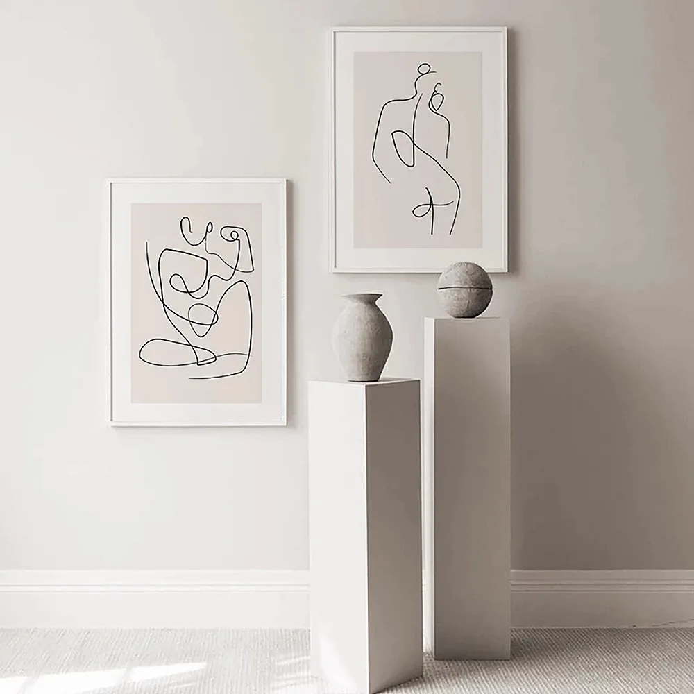 

Female Body Art Lines Minimalist Modern Decorative Canvas Painting Wall Poster Living Room Bedroom Home Decor
