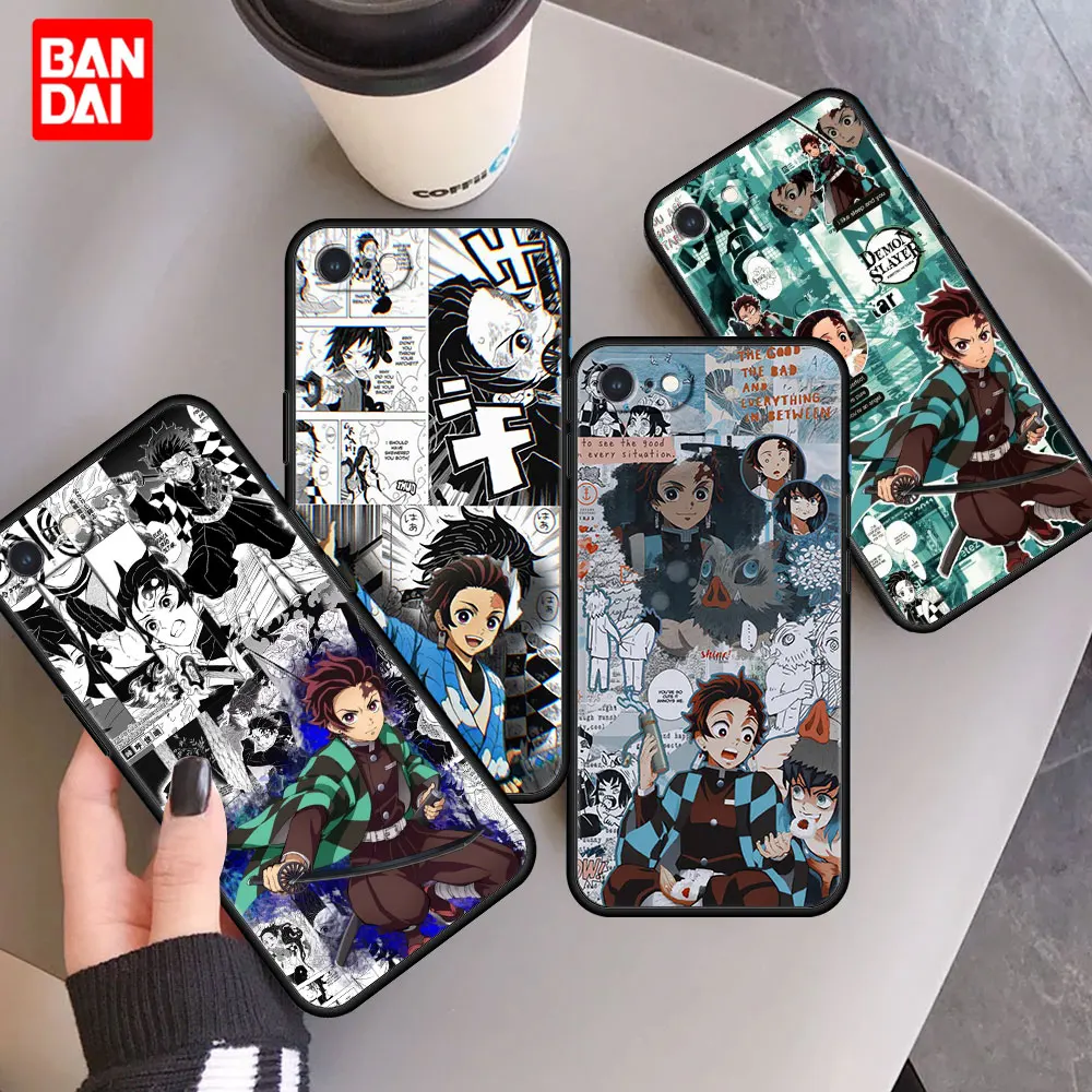 

Hot Anime Demon Slayer Case for iPhone 6 6S 7 8 SE 2020 X XS XR Plus Max Silicone Protection Phone Casing Black Cover Couple Bag