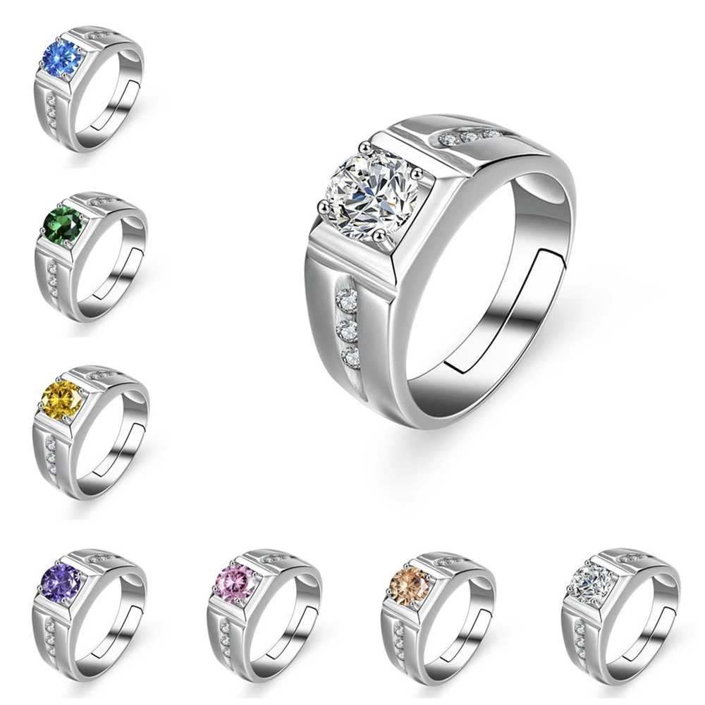 

Мужское кольцо из серебра 925 пробы с муассанитом D цвета