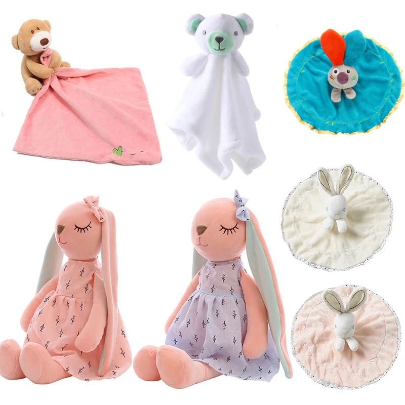

Cute Plush Rabbit Doll Toys Baby Pacifier Bunny Soothing Towel Infant Soft Security Blanket Rattle Toys Baby Toys 0-12 Months