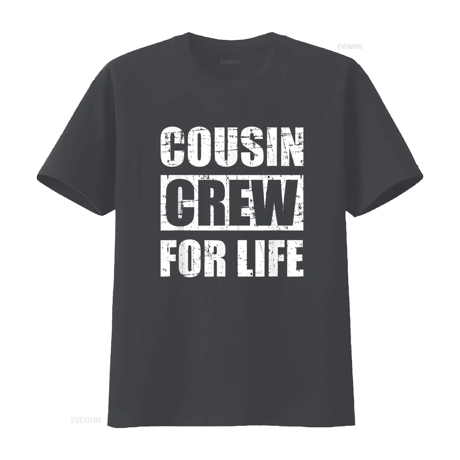 Фото Футболка Cousin Crew for Life, винтажная стираная мужская футболка с мягким рисунком, растянутая, удобная, стильная, слегка, универсальная, модная, унисекс №4