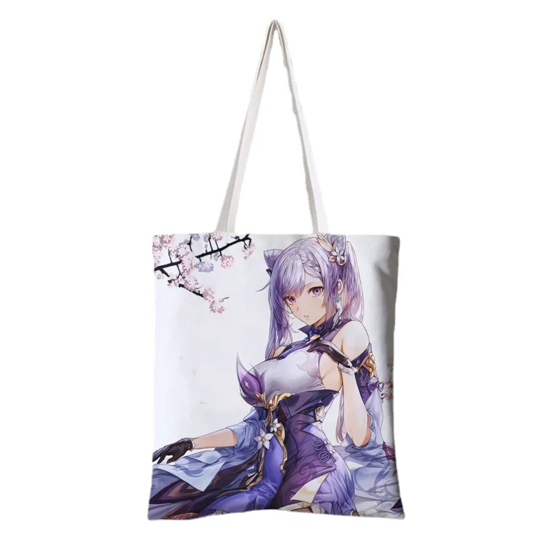 

Anime Gaming Custom Design Genshin Computer bag Impact Keqing Sexy Girl Single Shoulder Canvas Bag Student Schoolbag Crossbody