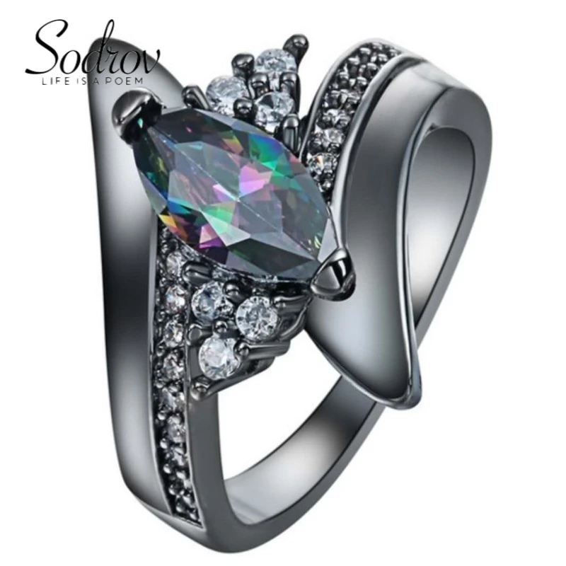 

Женское кольцо из камня SODROV, Черное и Золотое кольцо с бриллиантами, разные цвета