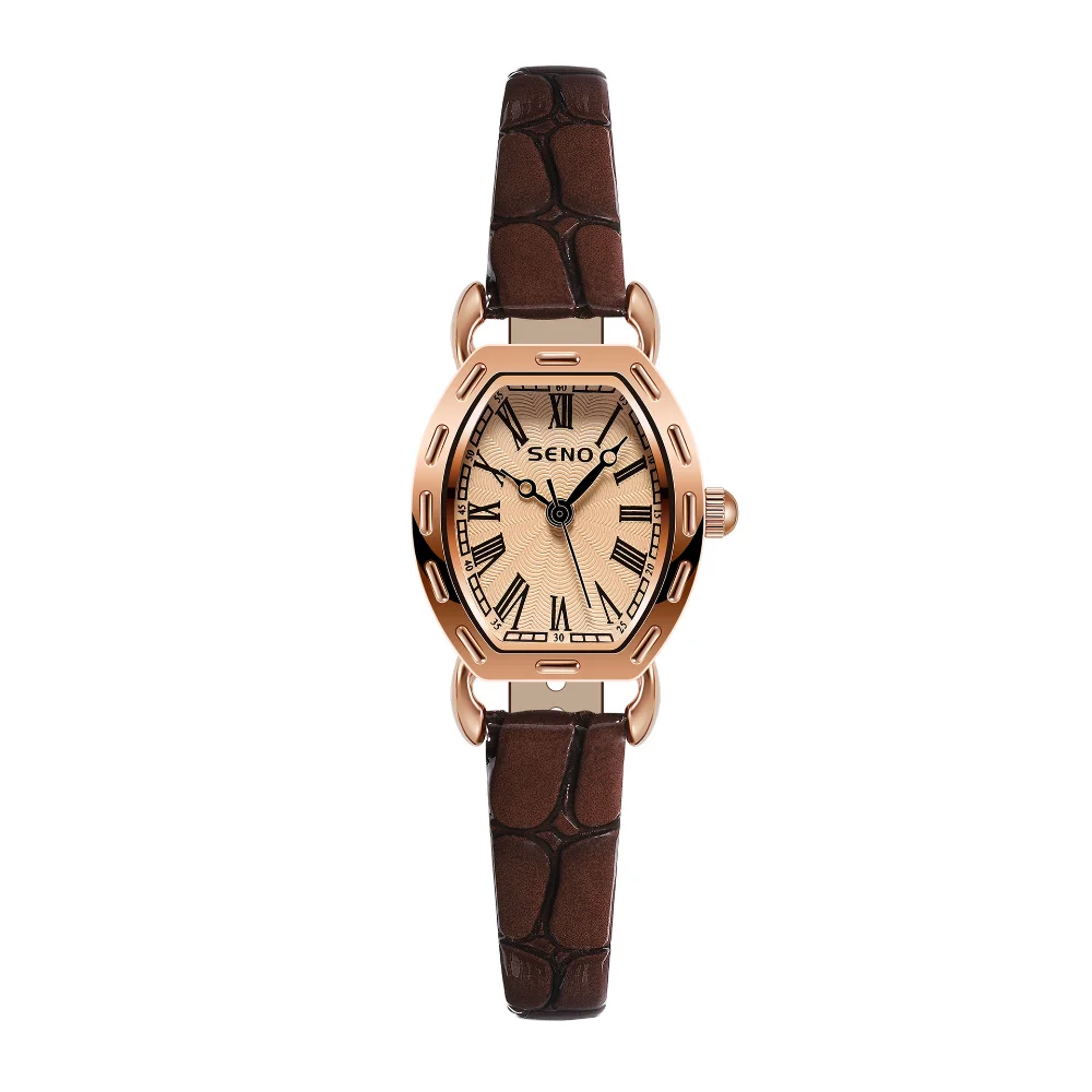 Vintage Small Wine Cask Female Belt Temperament Small Watch Quartz Movement Women's Watch