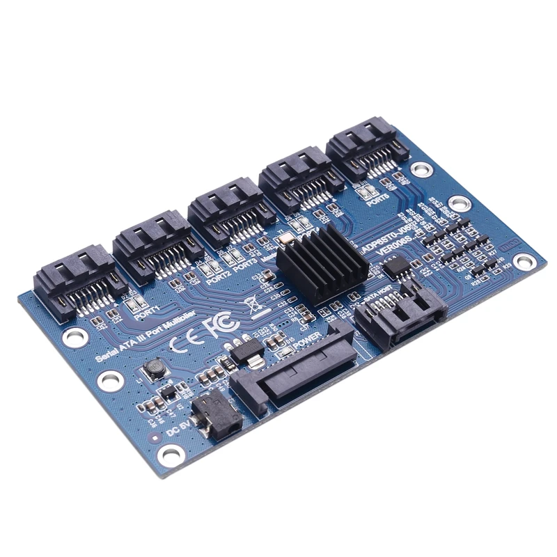 

Controller Card Motherboard Sata Expansion Card 1 To 5 Port Sata3.0 6Gbps Multiplier Sata Port Riser Card Adapter For Computer