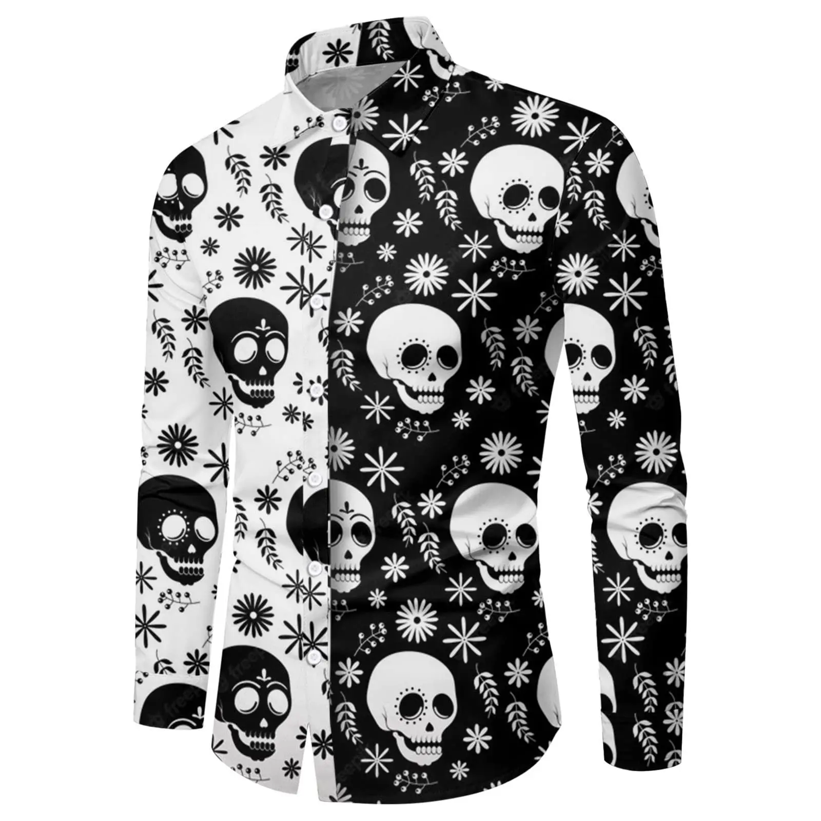 Men Shirts  Halloween Print Fashion Personality Casual Shirts Punk Style Party Men