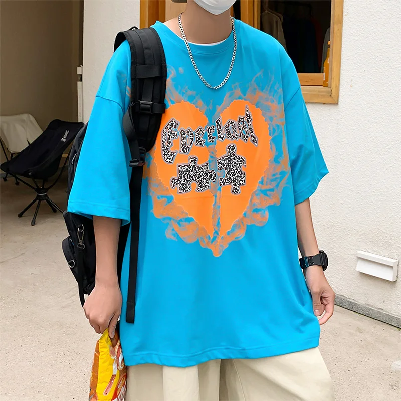 

Men's 2022 heavy cotton port style short sleeve t-shirt men's fashion brand student half sleeve loose T-shirt trend