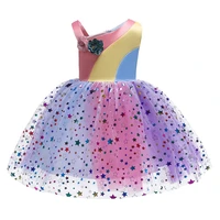 girls dress children baby rainbow mesh skirt girls princess dress luxury dress mesh cotton girls clothes