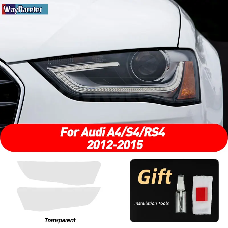 

2 шт. защитная пленка для автомобильных фар, прозрачная дымчато-черная наклейка из ТПУ для Audi A4 B8 Facelift 2012 2013 2014 2015 S4 RS4 8K