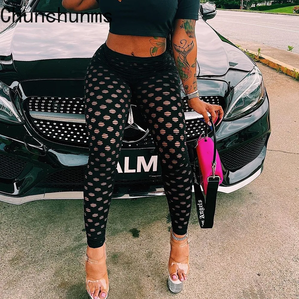 

2022 Women Sexy Tight Breathable Hollow Hole Pants Black Fishnet See Through Perspective Leggings Sporty Fitness Stretch Trouser