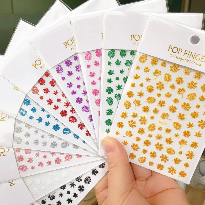 

The NEW Listing Color Leaves 3d Flower Nail Art Stickers Decals Designer Grass Leaf Manicure Sticker