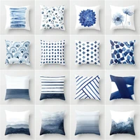cushion cover 2pcs 45x45 blue geometric printed simple decorative cushion covers for living room chair white square 18 inches