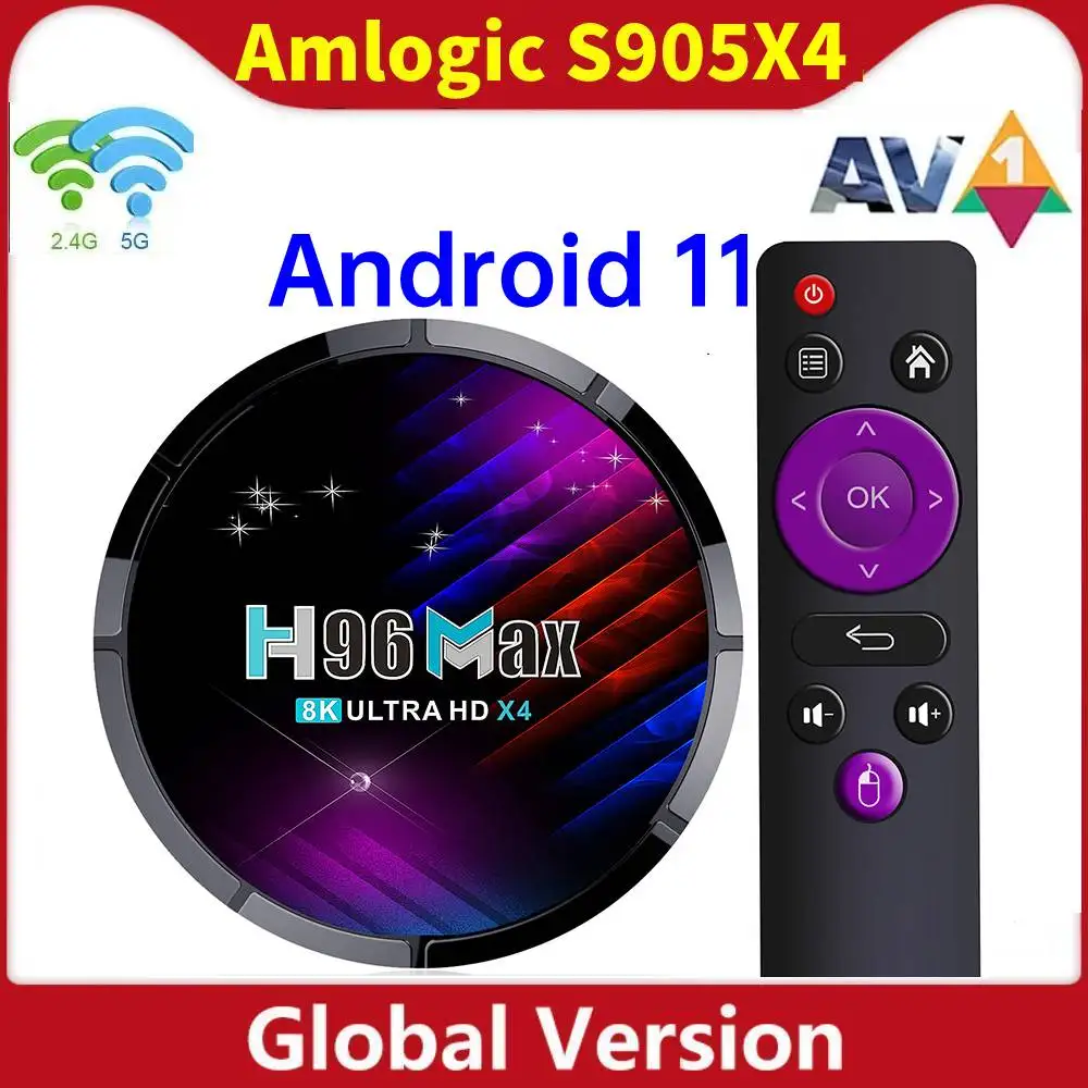 

H96 MAX X4 Amlogic S905X4 Smart TV Box Android 11.0 4GB 64GB AV1 HDR+ 4K 60fps Dual Wifi Google Youtube Android 11 Media Player