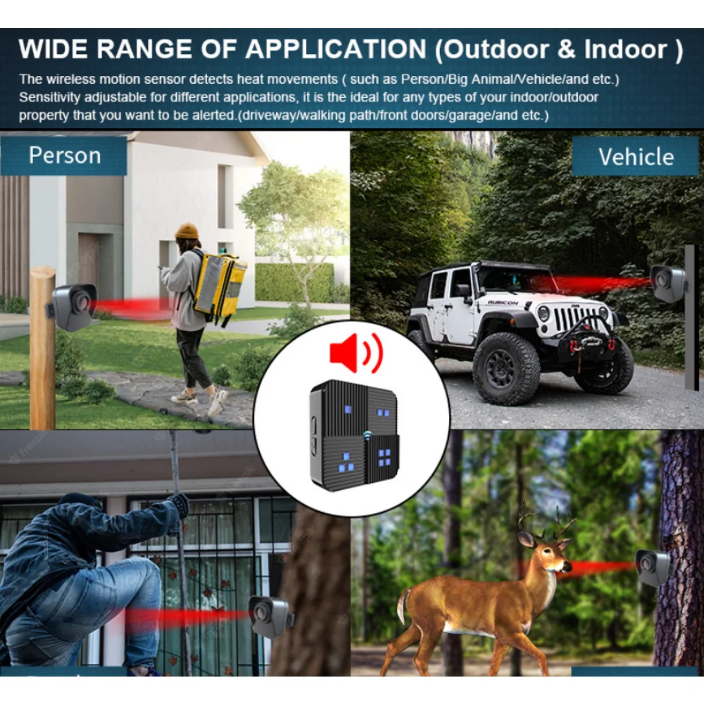 1/2 Mile Wireless Alarm System Driveway Alarm Induction Doorbell Welcome Device Weather Resistant Motion Sensor Detector Alert enlarge