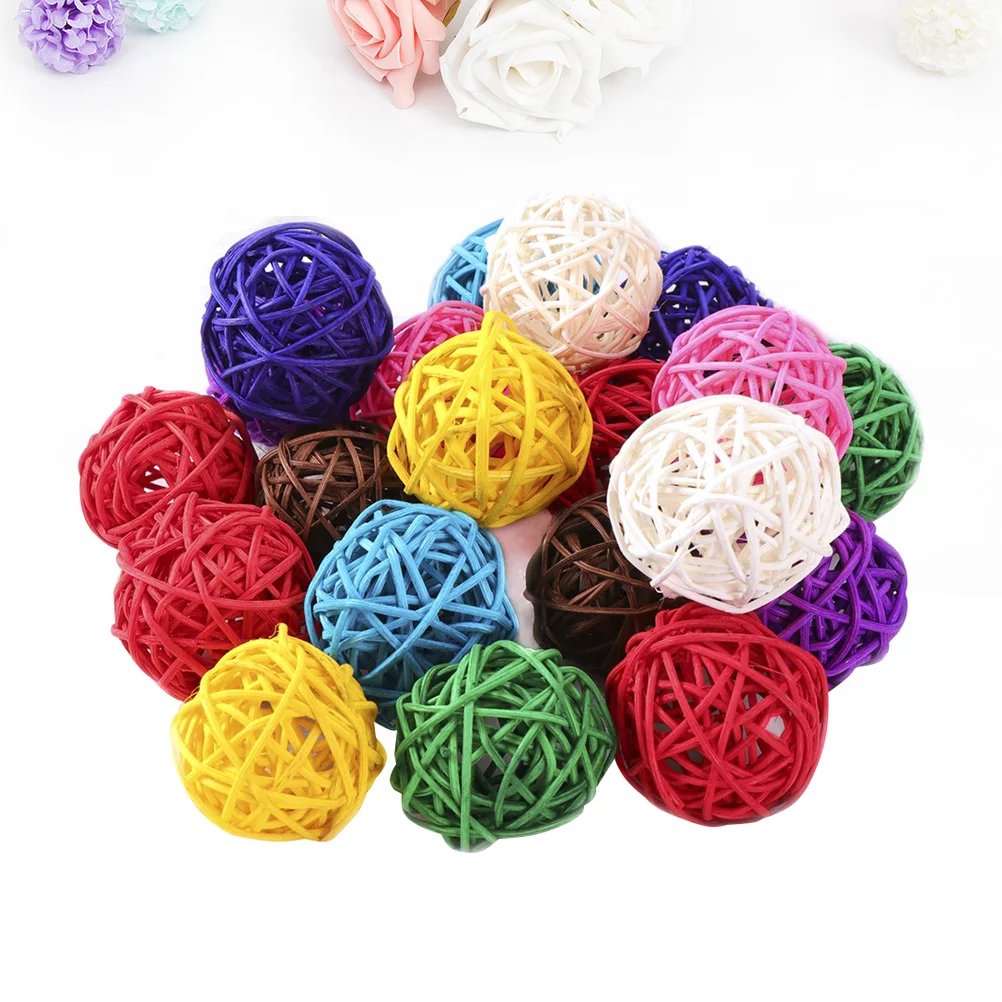 

40pcs Aromatherapy Rattan Wicker Rattan Decorative Wicker Balls Vase Fillers Balls Bowl Craft for Home Wedding Table She was