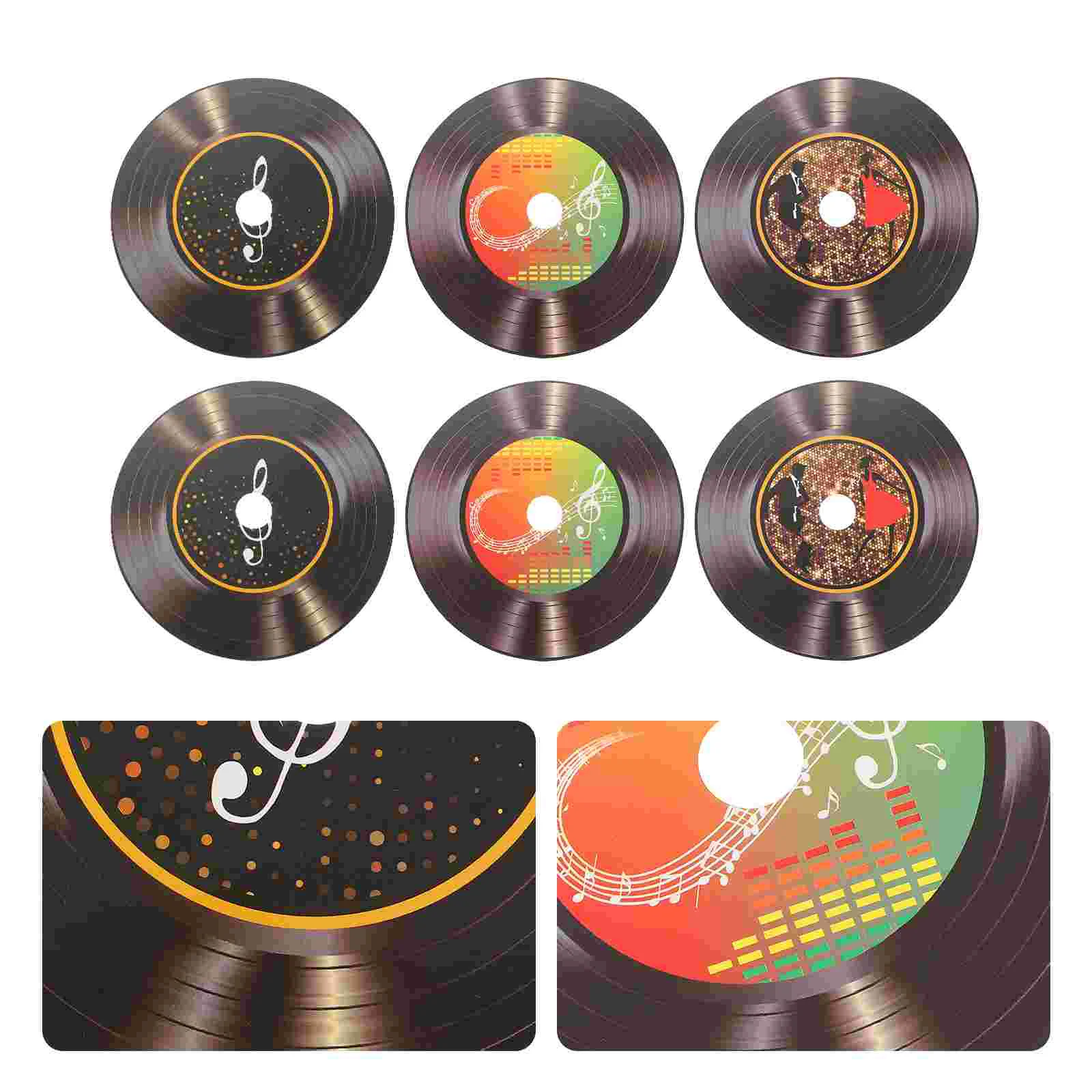 12 Pcs Black Home Decor Vinyl Record Decoration Cds For Aesthetic Wall Records Coaster Shop Pvc Decorative Ornament