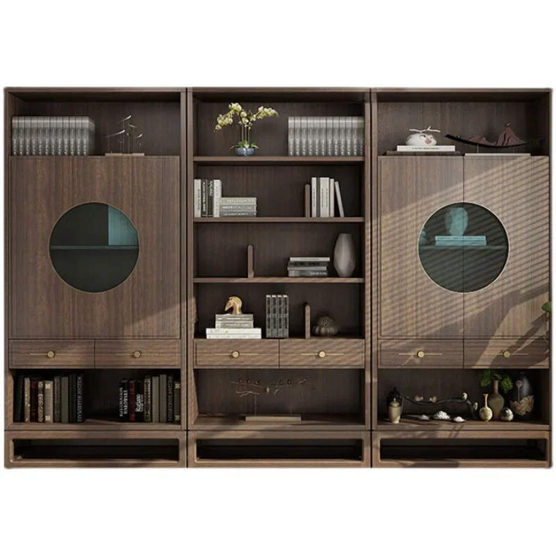 Книжный шкаф из орехового дерева комбинированный книжный в стиле ретро