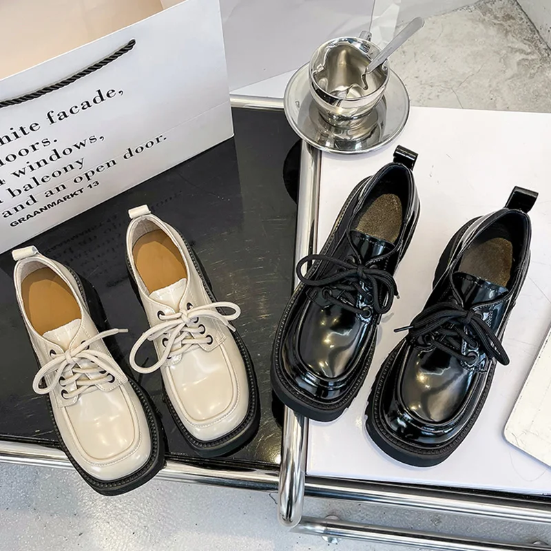 

British Style Women Shoes Autumn All-Match Clogs Platform Oxfords Casual Female Sneakers Flats Modis Round Toe Preppy Fall Retro