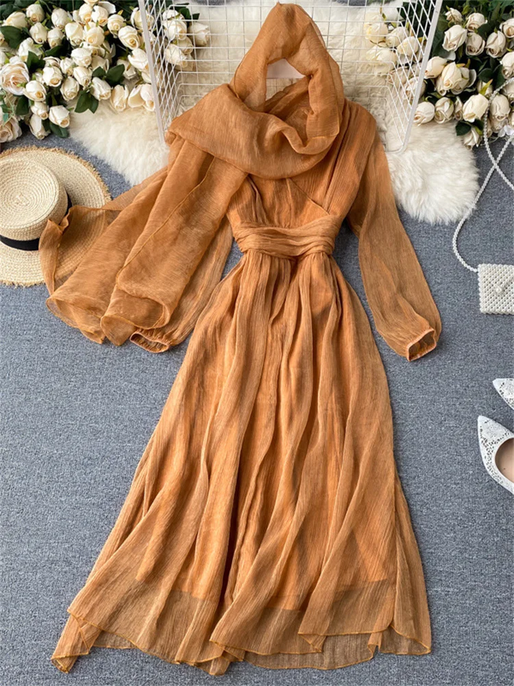 

Fashion Sexy Chic Dress Casual Solid High Waist Long Sleeve Lace Women's Dress 2022 New Spring Summer Woman Dresses Y2k Clothes