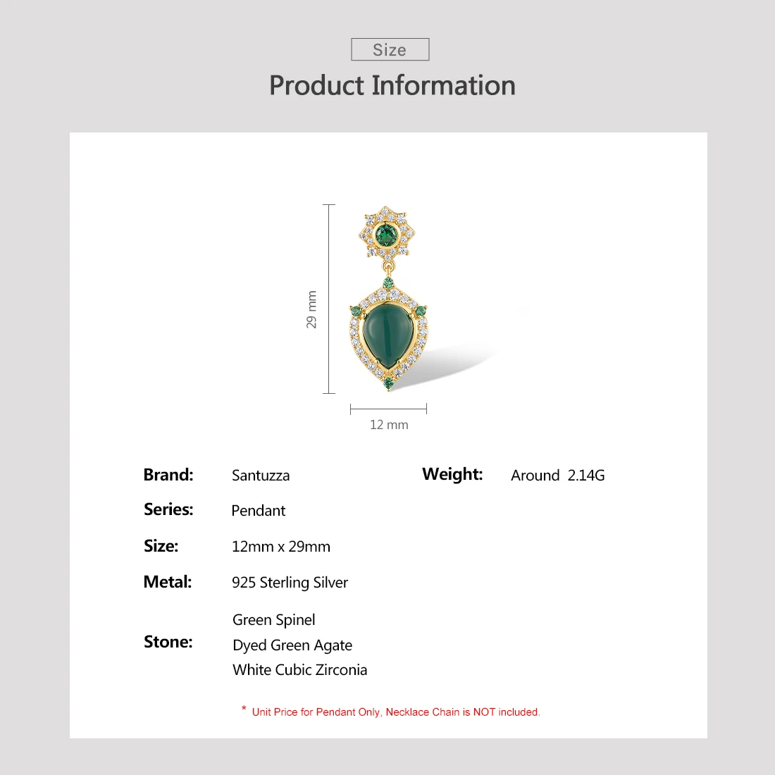 Женский кулон из серебра 925 пробы с белым кубическим цирконием