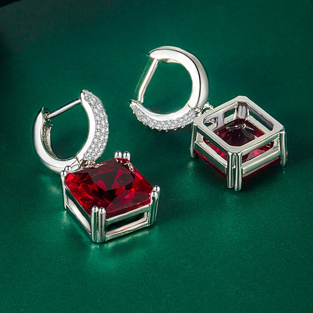 

Серьги-подвески из серебра 925 пробы с изумрудом и Рубином, 12 мм