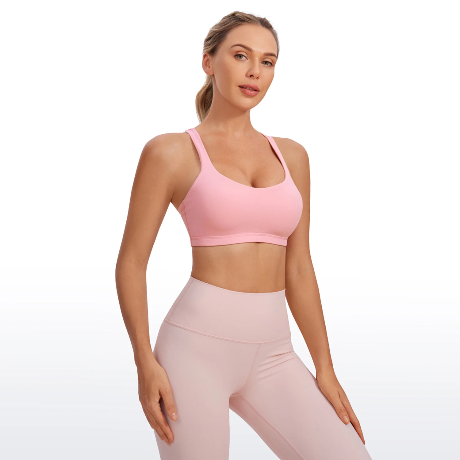 CRZ YOGA Women's Light Support Cross Back Wirefree Removable Cups Yoga Sport Bra