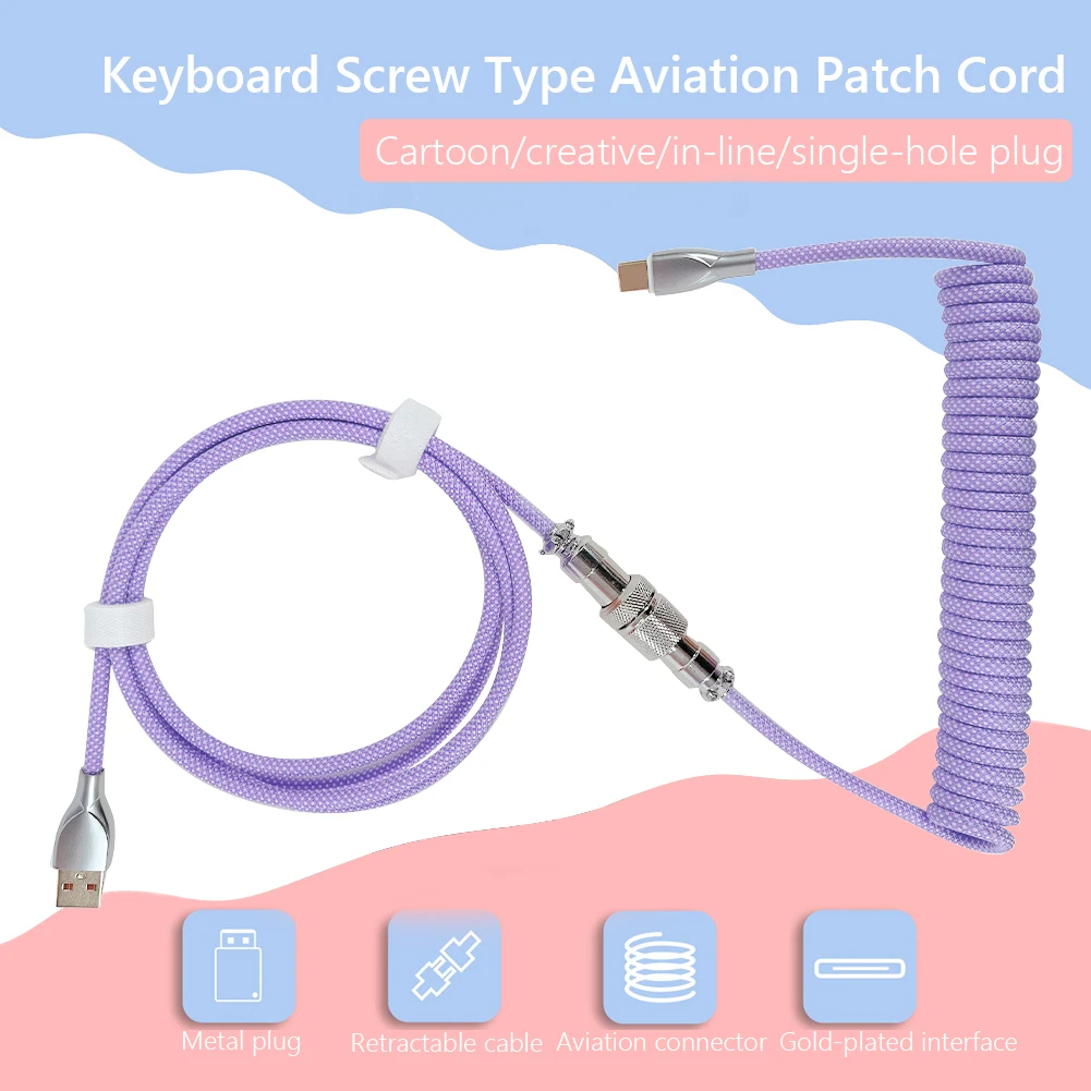 

Original Type C USB Cable Mechanical Keyboard Spiral Custom Gaming Coiled Aviator Data Cable Air Plug Connector Hot Sale
