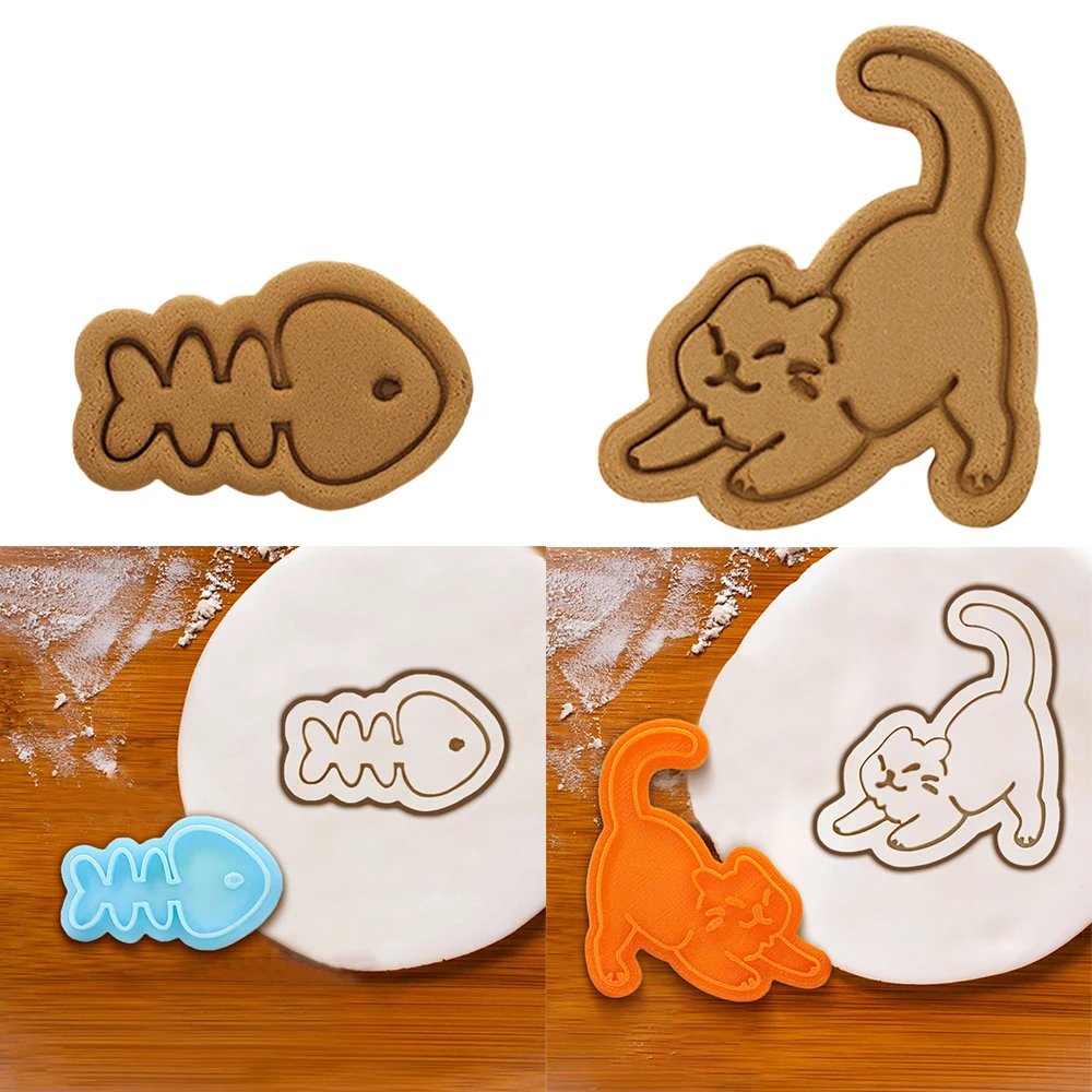 

1PC Fish Cookie Cutter Linzer Cookie Cutter Cat Biscoito Cutter kitty Baking Mold Fish Biscuit Cookie Mold Mini Cookie Cutter