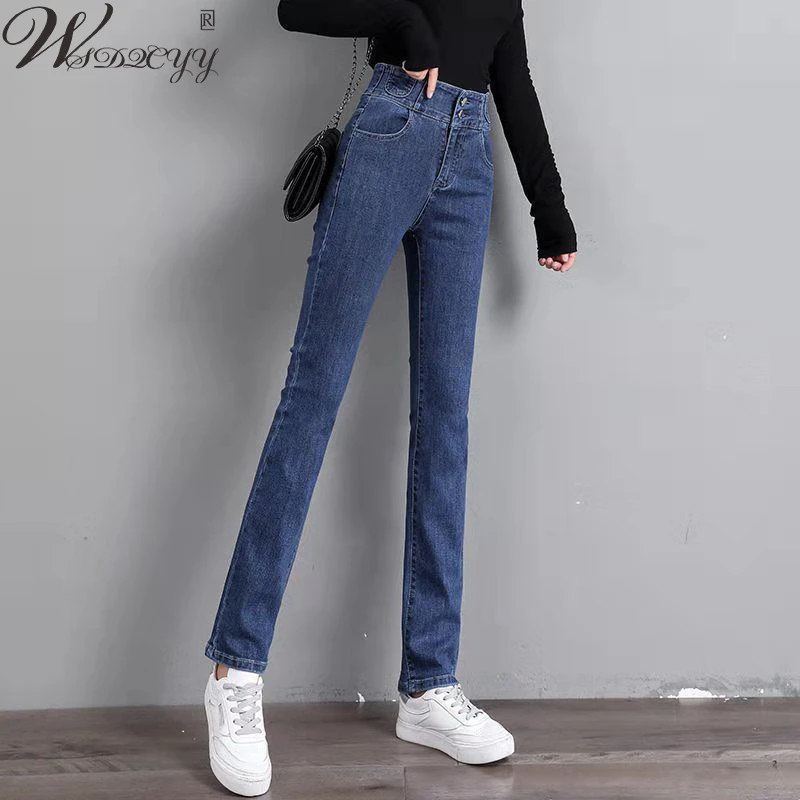 

Women's High Waist Straight Jeans Spring Summer New Korean Fashion Slim Long Trousers Vintage Casual Baggy Stretch Denim Pants