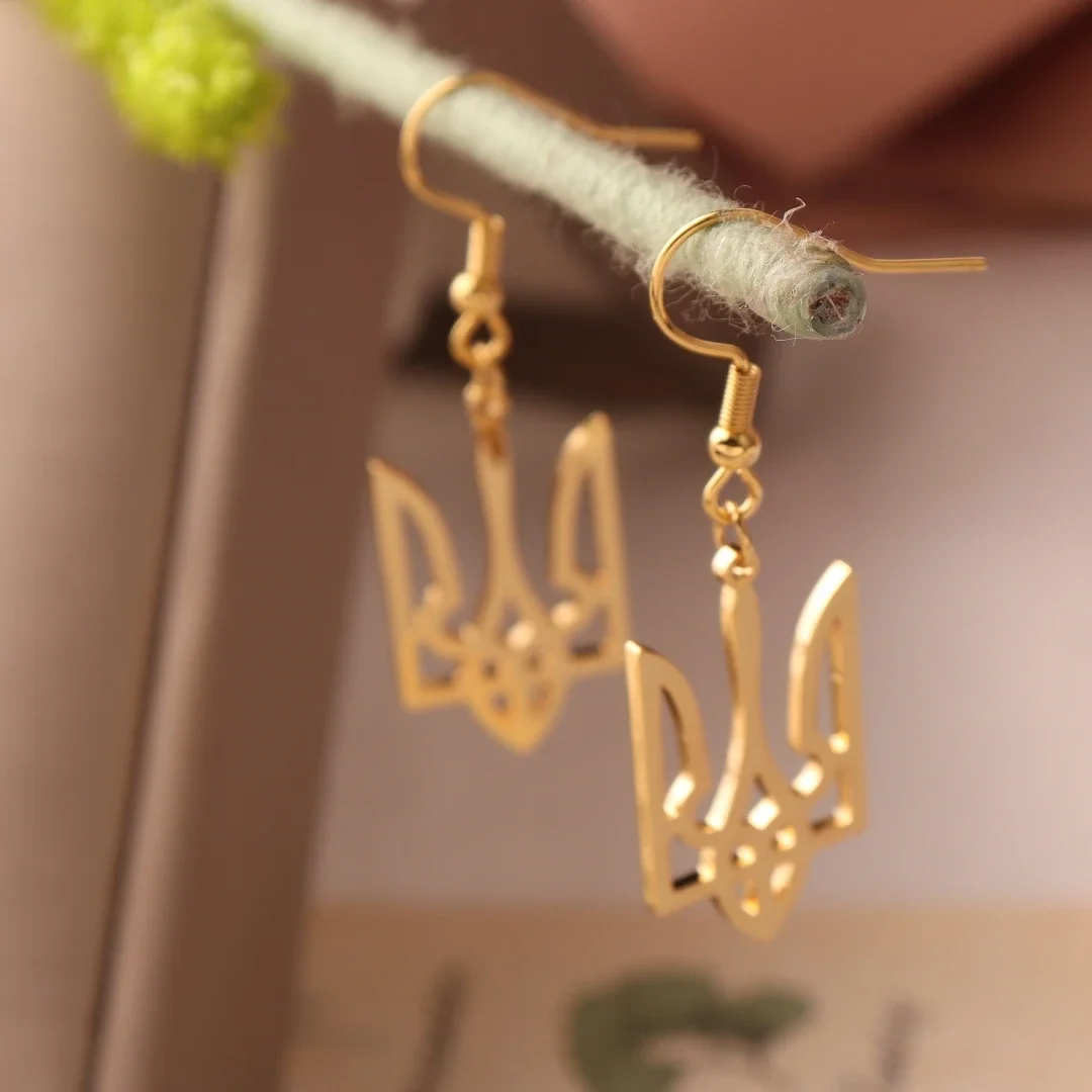 Серьги-подвески из нержавеющей стали с изображением национальных символов