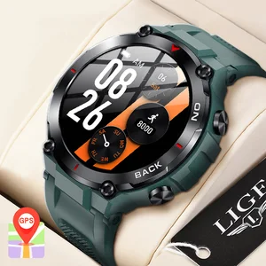 LIGE GPS Positioning Watch For Men Smart Watch AMOLED Smartwatch HD Screen 450mAh Large Capacity Bat