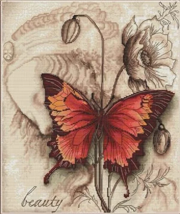 Flower Butterfly 41-47 DIY Needle Work Cross Stitch Set Counted Kit 28ct 14ct 32ct Metallic cotton aida