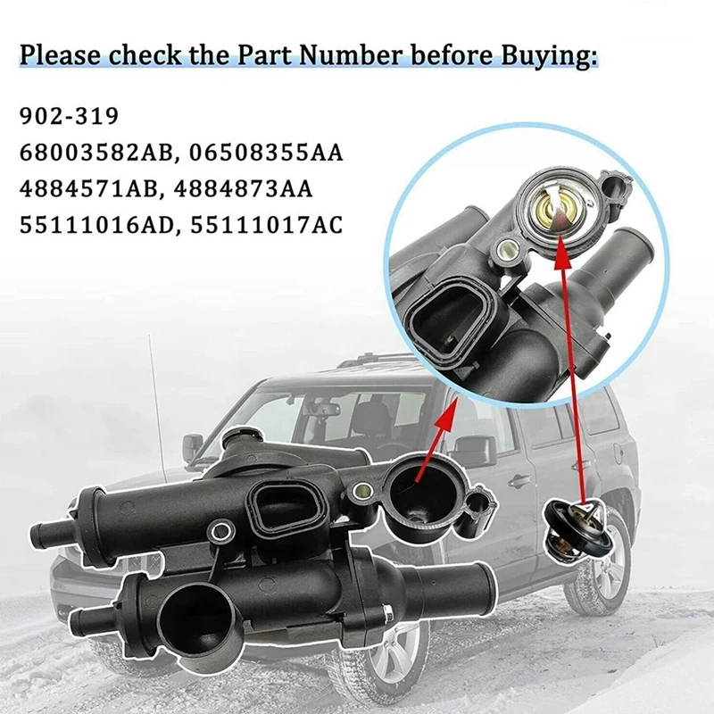 Автомобильный термостат в сборе для Jeep Compass Patriot Dodge Avenger 2.4L 2007 2008-2017 68003582 АБ