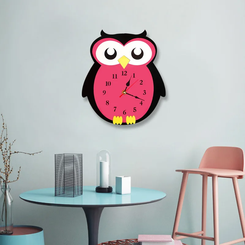 

New Arrivals Creative Digital Wall Clock Owl Cartoon Children Acrylic Decorative Wall Clocks High Quality Gift