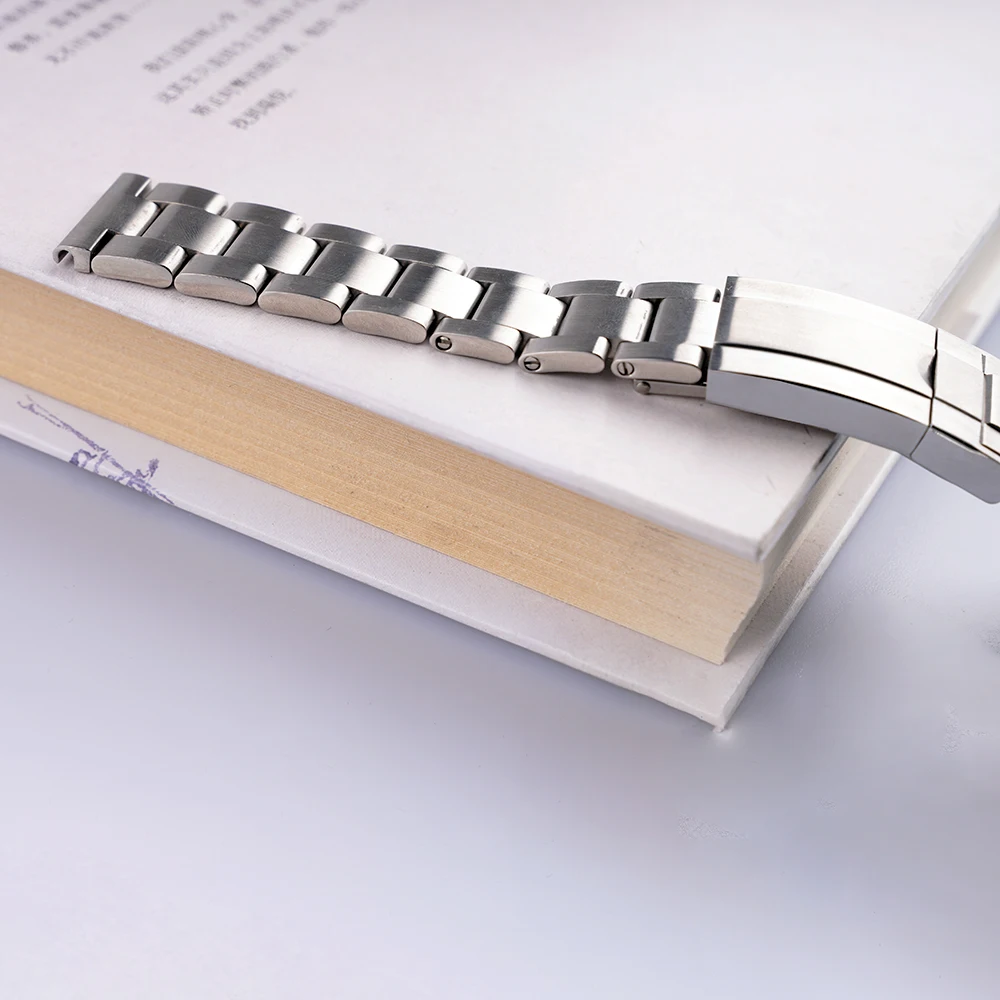 Rolamy 20 22mm Silver Brushed StainlessSteel Replacement Wrist Watch Band Strap Bracelet With Oyster Clasp For Rolex Seiko Tudor