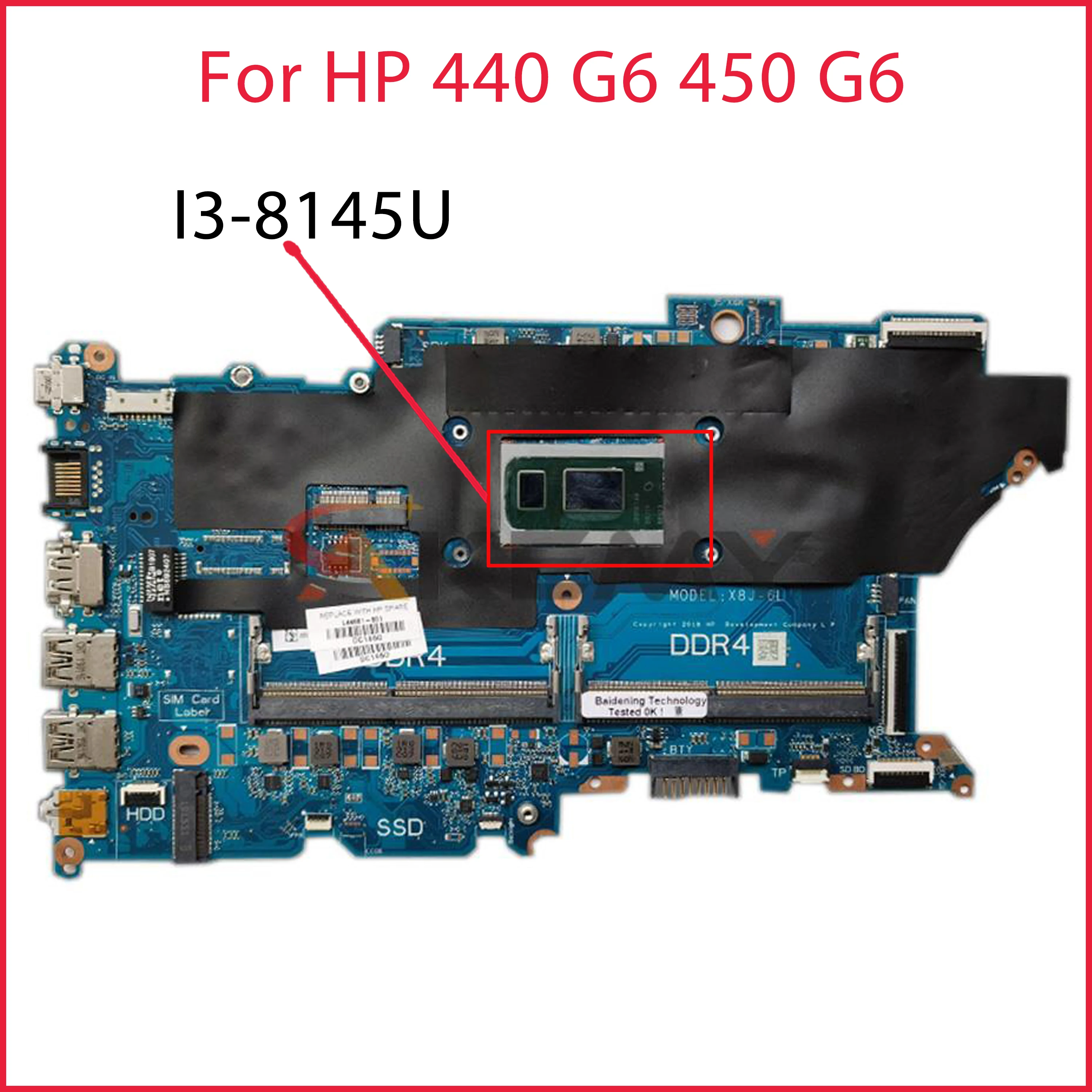 

For HP 440 G6 450 G6 Laptop Motherboard DAX8JMB16E0 L44881-601 L44881-001 I3-8145U 100% Tested Fast Ship