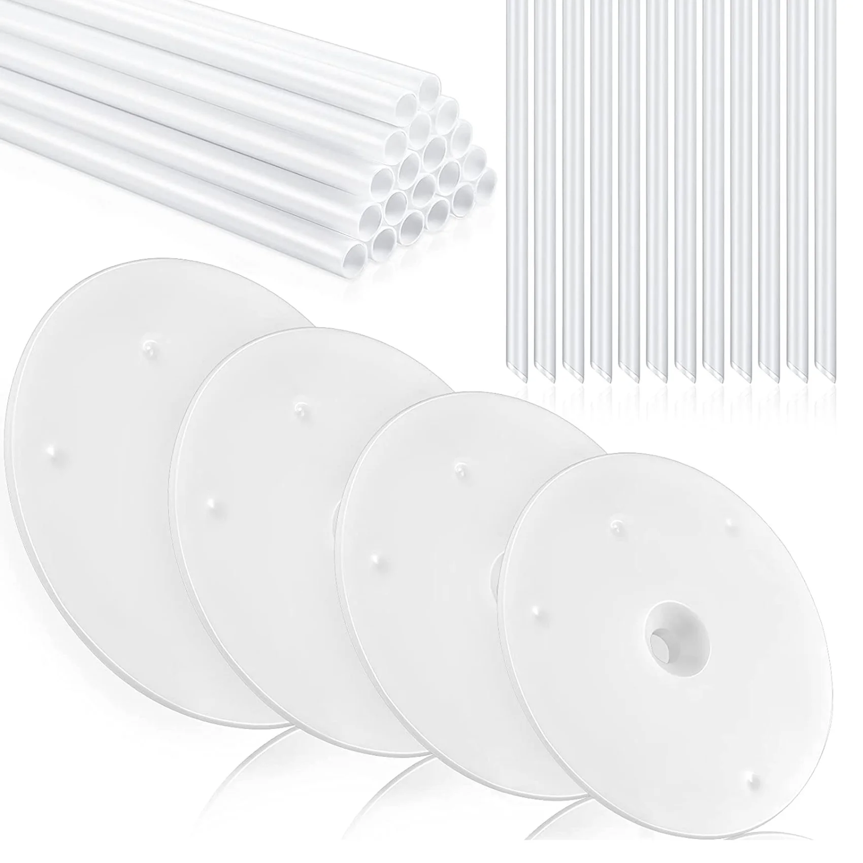 

36 Pieces Plastic Cake Dowel Rods Set 20 Pieces White Cake Sticks Support Rod and 4 Pieces Cake Separator