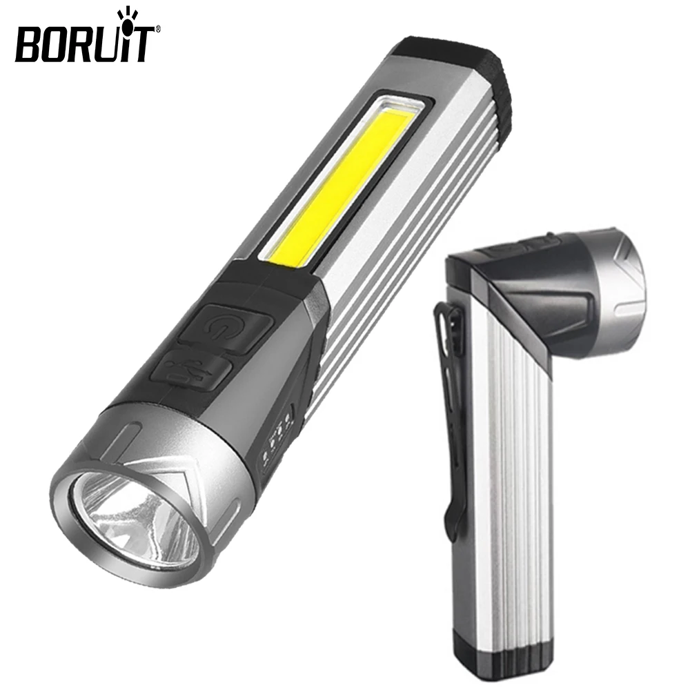 BORUiT LED Glare Flashlight 1000lm Emergency Lighting USB-C Rechargeable Torch Outdoor waterproof Magnetic Work Maintenance Lamp