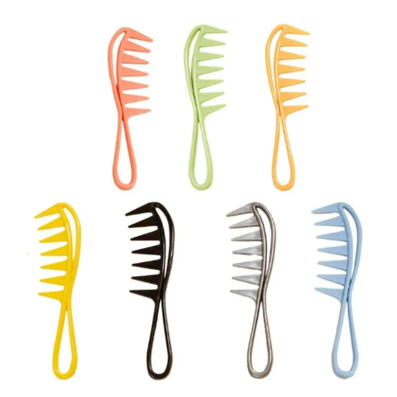 

Wide Tooth Hairdressing Comb Massage Shark Plastic Comb Muticolor Barber Oil Combs Hair Clipper Curling Salon Home Accessory