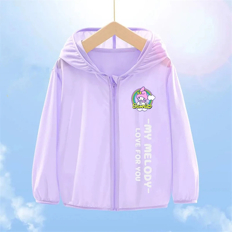 

Sanrio Kawaii My Melody Sun Protection Clothing Anime Summer Ice Silk Cardigan Cool Feeling Section Breathable Hooded Jacket