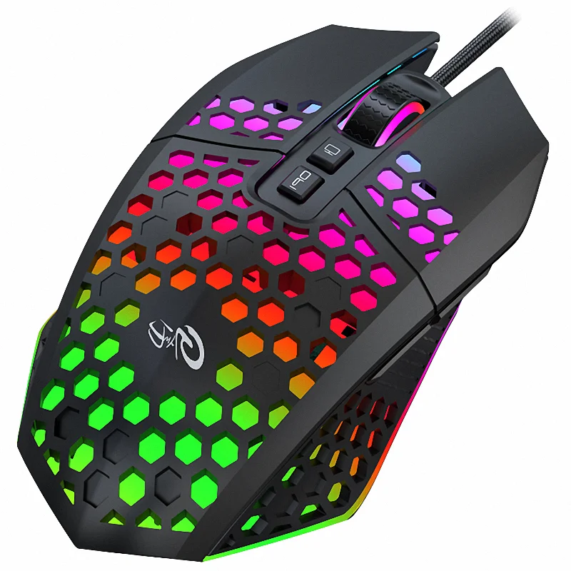 

Honeycomb Design Wired Gaming Mouse Gaming Mouse & RGB Backlit 7 Programmable Buttons One-Click Desktop Gamer Mouse