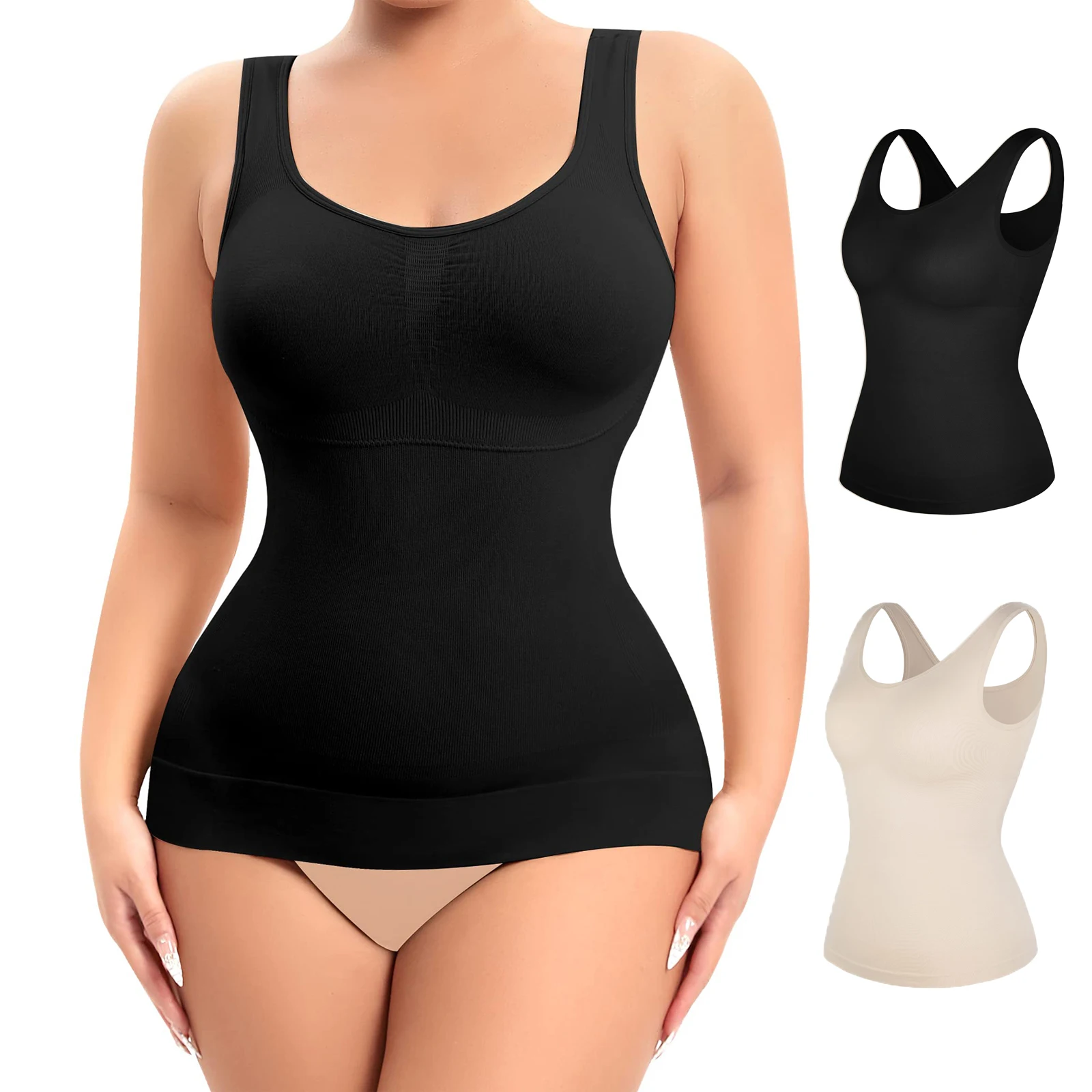 

Shapewear Tank Tops for Women with Built in Bra Tummy Control Compression Camisoles Body Shaper Padded Tanks Comfortable Daily